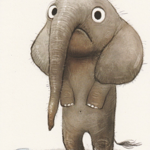Ansichtkaart droevige olifant
